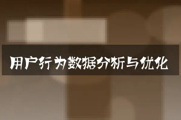 用户行为数据分析与优化
