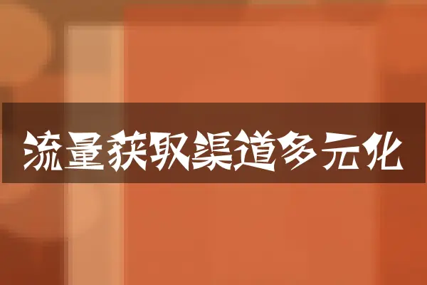 流量获取渠道多元化
