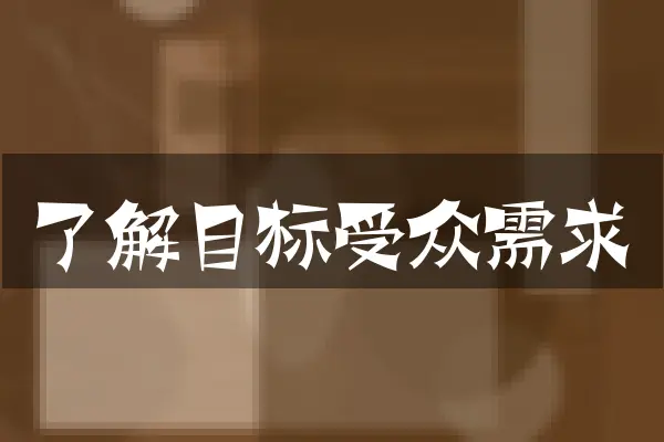 了解目标受众需求
