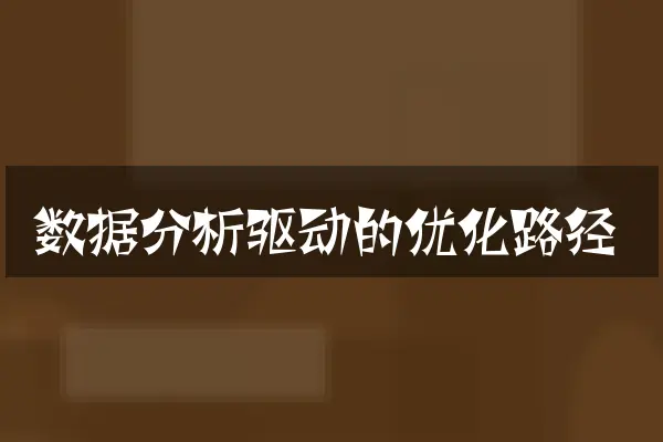 数据分析驱动的优化路径