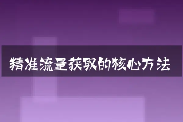精准流量获取的核心方法