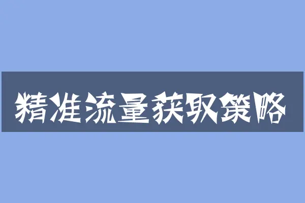 精准流量获取策略
