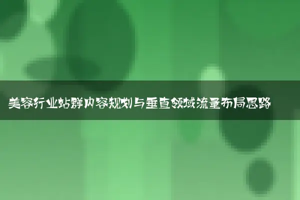 美容行业站群内容规划与垂直领域流量布局思路